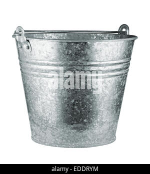 Metallic bucket isolated on white background. Clipping Path Stock Photo