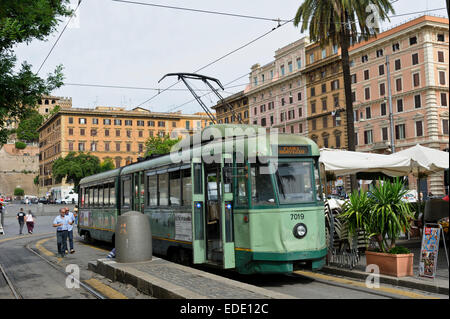 A modern Tram in the City of Rome, Italy. Stock Photo