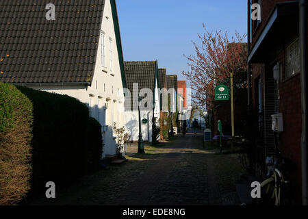 The Carl Häberlin Street in Wyk on the island of Foehr leads to the boardwalk at the beach. Wyk is a town in the district of North Friesland, in Schleswig-Holstein. Photo: Klaus Nowottnick Date: April 20, 2014 Stock Photo