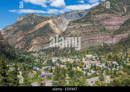 Historic Victorian mountain town of Ouray in the San Juan Mountains of Colorado Stock Photo