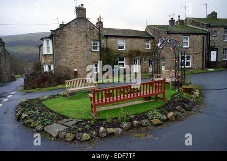 Gunnerside in Swaledale on an overcast day. Stock Photo