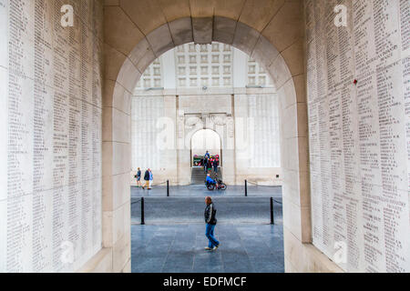 Menenpoort, triumphal arch in the city of Ypres, memorial for those who died in the First World War British and Commonwealth Stock Photo