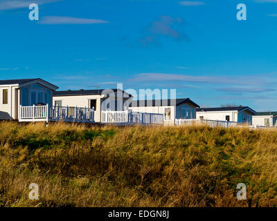 Static caravans on a holiday site at Berwick upon Tweed in Northumberland England UK Stock Photo