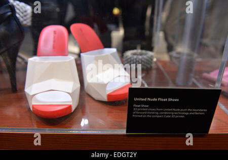 Las Vegas, USA. 6th Jan, 2015. The 3D printed shoes are seen at the 2015 International Consumer Electronics Show (CES) in Las Vegas, Nevada, the United States, on Jan. 6, 2015. Credit:  Yin Bogu/Xinhua/Alamy Live News
