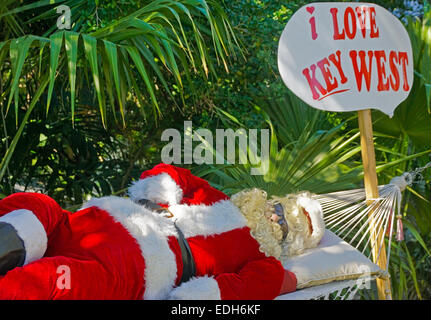 Santa Claus relaxing in Key West, Florida. Stock Photo