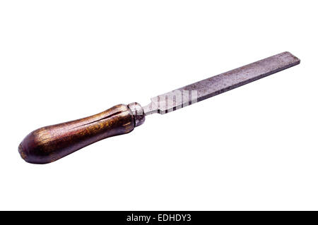 Old wood rasp isolated on white background with clipping path Stock Photo