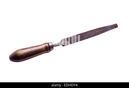 Old wood rasp isolated on white background with clipping path Stock Photo