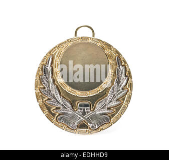 old gold Sports  medal isolated on a white background Stock Photo