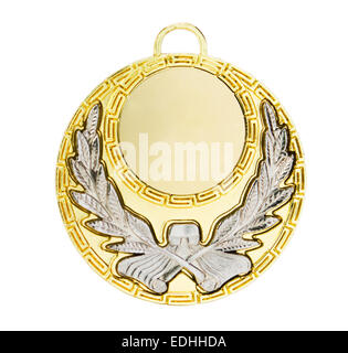 Gold sports medal isolated on a white background Stock Photo