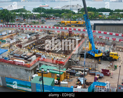 Hong Kong -  Elevated view of a  construction site in Central Stock Photo