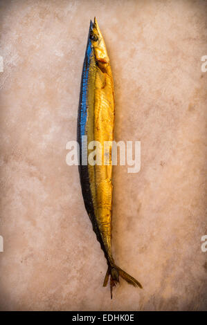 Bloater smoked fish saury top view Stock Photo