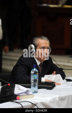 Former Guatemalan dictator, Efrain Rios Montt during the trial in the Supreme Court of Justice in Guatemala City in March 2013. Stock Photo