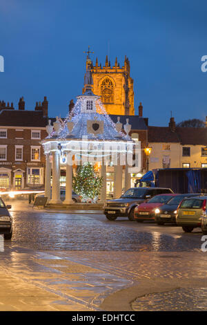 Beverley market place and band stand at dusk. Stock Photo