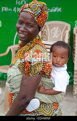 African woman and baby, Accra, Ghana, Africa Stock Photo
