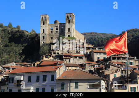 Doria Castle, Castello dei Doria, medieval village of Dolceaqua, Province of Imperia, Liguria, Italian Riviera, Italy Stock Photo