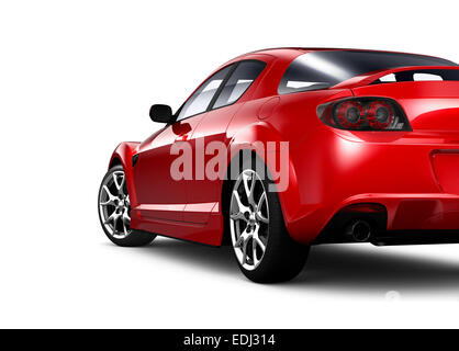 Elegant red coupe car on white background Stock Photo