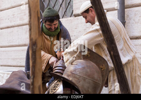 reenactment of an ancient roman blacksmith Stock Photo