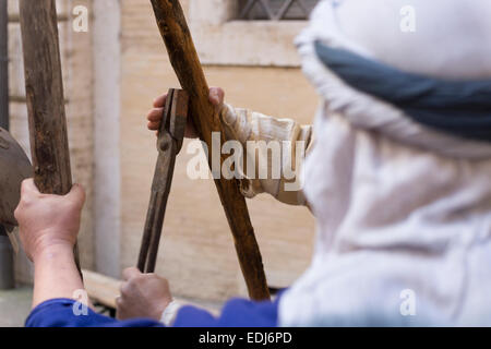 reenactment of an ancient roman blacksmith Stock Photo