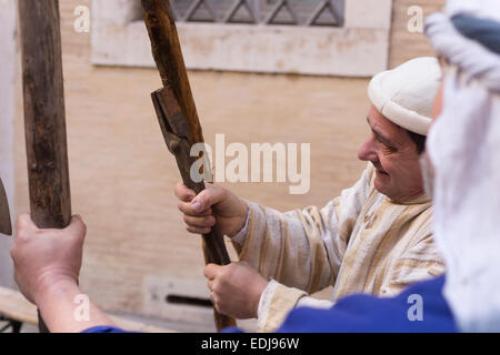 reenactment of an ancient roman blacksmith Stock Photo