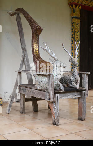 Statue of two deer, Buddhist temple, forest monastery, Koh Lanta, Krabi Province, Thailand, Southeast Asia. Stock Photo