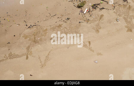 Sand Crab patterns, Trails In river sand, Krabi, Thailand, Southeast Asia. Stock Photo