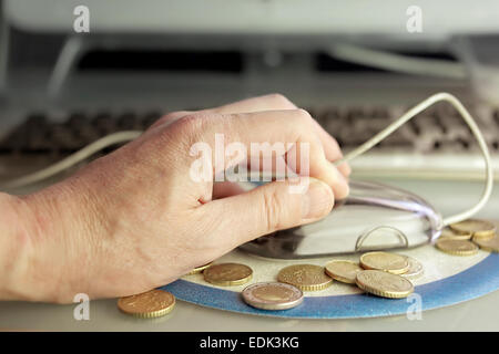 Hand with Computer Mouse Stock Photo