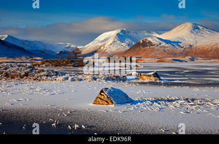 Lochan na-h Achlaise Rannoch Moor and Black Mount covered in snow in background Lochaber Scotland UK Stock Photo