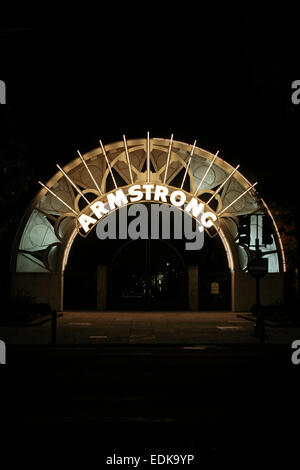Main entrance to Louis Armstrong Park in New Orleans LA at night Stock Photo