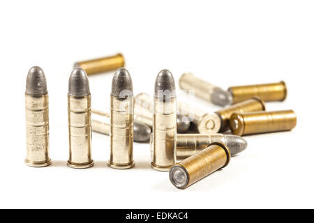 group of revolver's bullets on white background (isolated) Stock Photo