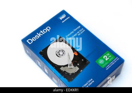 A Western Digital 2 Terrabyte hard drive box Stock Photo
