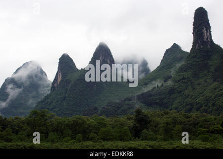 Karst mountains along the River Li in south-west China Stock Photo