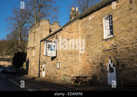 An exterior view of The Lord Crewe Arms Hotel, Pub and Restaurant in Blanchland, Northumberland, England.
