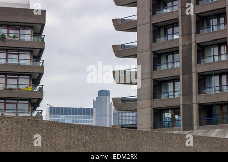 Barbican Estate brutalist architecture in concrete, London, UK Stock Photo