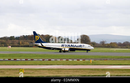 Ryanair Boeing 737-800 taxiing, Manchester International Airport. Stock Photo