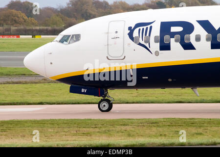 Ryanair Boeing 737-800 taxiing, Manchester International Airport. Stock Photo