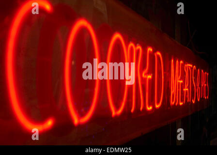 cooked meats and pies sign / neon food sign Stock Photo