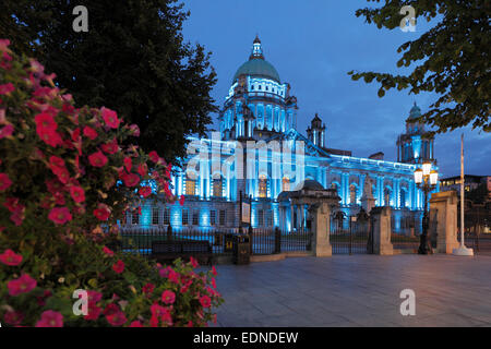 City Hall in Belfast at dusk, Northern Ireland Stock Photo