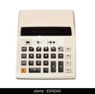 Retro styled calculator isolated on white background Stock Photo