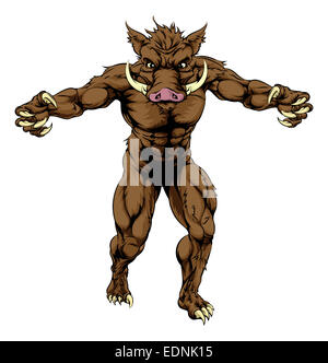 An illustration of a boar sports character mascot with claws out Stock Photo