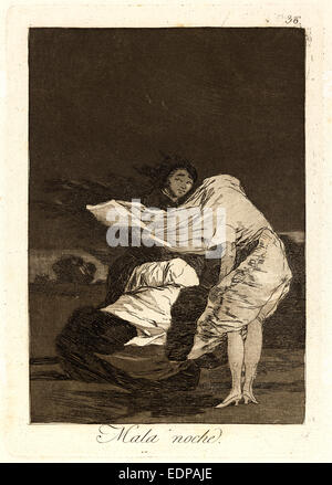 Francisco de Goya (Spanish, 1746-1828). Mala noche. (A bad night.), 1796-1797. From Los Caprichos, no. 36. Etching Stock Photo