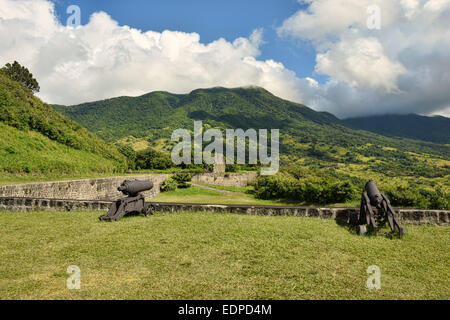 Old colonial fortress Brimstone Hill in St Kitts, the Caribbean