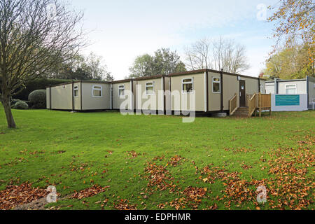 Temporary hospital outpatients accommodation constructed from modular Portable style units. Stock Photo