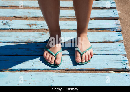 turquoise flip flops
