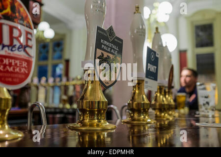 A selection of craft beers at the York Tap Alehouse, York, UK Stock Photo