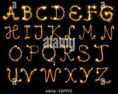 Spark alphabet over black background Stock Photo