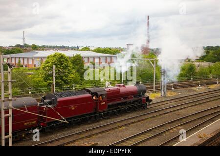 LMS Jubilee Class 45699 Galatea a special charter steam train north of Carlisle Railway Station Cumbria England UK Stock Photo