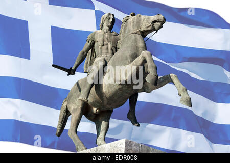 Statue of Alexander the Great at Thessaloníki city in Greece Stock Photo