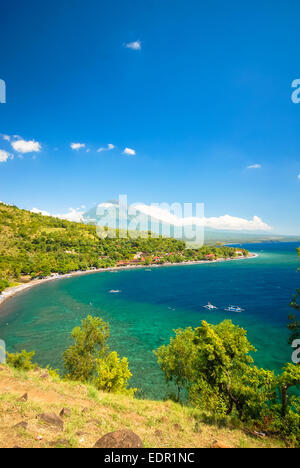 view at the bay of amed at bali indonesia Stock Photo