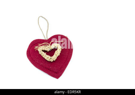 Cute textile heart isolated on white background