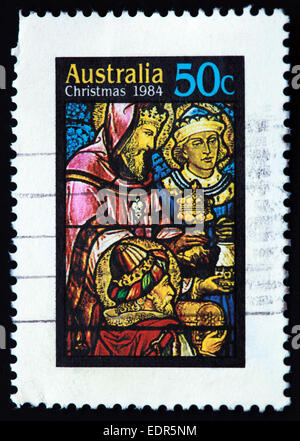 Used and postmarked Australia / Austrailian Stamp Christmas 1984 50c Stock Photo